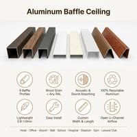 Techo Metálico Acústico de Rejilla Abierta Lineal con Tubo Cuadrado de Aluminio, Diseño de Madera, LED, para Oficina, Hotel, Aeropuerto, Tamaño Personalizado, OEM