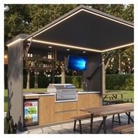 Cuisine extérieure moderne en acier inoxydable pour barbecue, abri avec mobilier de maison de piscine pour la vie en plein air