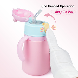 ขวดน้ำเก็บอุณหภูมิสำหรับเด็ก ทำจากสแตนเลส 304 ปลอดสาร BPA พร้อมหลอดดูด ฝาปิดแบบมีหูจับคู่ และสายสะพายไหล่ ป้องกันการรั่วซึม - Product Image 3