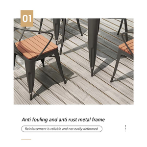 <span class=keywords><strong>Mesa</strong></span> redonda impermeable para exteriores, <span class=keywords><strong>Mesa</strong></span> compuesta de plástico y madera, <span class=keywords><strong>mesa</strong></span> de comedor de café de Metal, juego de <span class=keywords><strong>mesa</strong></span> y silla WPC para jardín - Product Image 6
