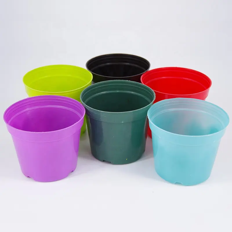 Vasos de plantas de jardin de plástico, vasos coloridos redondos de alta qualidade