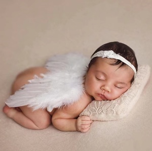 Accessoires de photographie pour bébés : Ailes d'<span class=keywords><strong>ange</strong></span> en plumes teintées, décoration pour animaux de compagnie et poupées, vente directe en gros pour tout-petits, performance optimale - Product Image 1