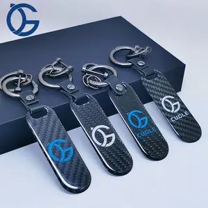 Großhandel Leder Schlüssel bund Luxus Designer Sublimation Blank Custom Logo Stil Leder Auto Metall Kohle faser Schlüssel bund