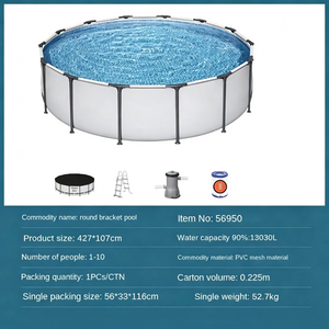 Grande piscine ronde en PVC et PC pour adultes et enfants, piscine gonflable familiale et hors sol pour la baignade en plein air - Product Image 3