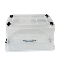Conteneur de rangement en plastique transparent PP de 45 L, parois épaisses, boîte de transport avec roues et poignée