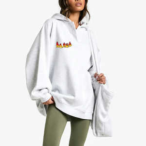 Usine en gros hiver automne femmes surdimensionné polaire à capuche goutte épaule 100% coton léger pull Logo personnalisé - Product Image 1