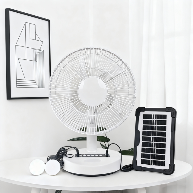 12 Inch Solar AC DC Rechargeable Table Fan Brushless Motor Built-in LED Battery Outdoor Indoor Use