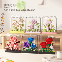 Kit de bloques de construcción florales, juguetes educativos creativos DIY, decoración de escritorio, Kit de montaje de plástico para niños, regalo de cumpleaños