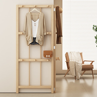 Porte-manteau d'angle pliable en bois avec charnière à 180 degrés, 166 cm de hauteur, organisateur de vêtements sur pied pour chambre et entrée