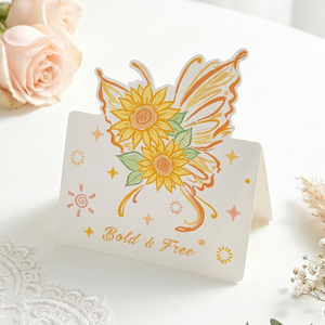 Biglietto d'auguri floreale con farfalle disegnate a mano, ispirato ad Instagram, con messaggio artistico di benedizione in inglese sofisticato (Bianco) - Product Image 4