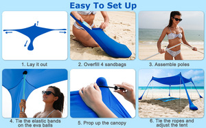 Tente de plage familiale XFY avec protection solaire |   Tente de camping imperméable avec protection UV pour toutes les activités de plein air - Product Image 3