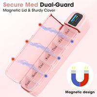 A170 Pilulier 7 jours Rose Automatique Intelligent Pilulier Alarme Portable Hebdomadaire Voyage Pilulier Médicaments Stockage