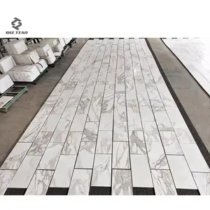 천연석 석판 이탈리아 광택 연마 된 캘커타 마르 칼라 카타 오라 골드 화이트 대리석 타일 욕실 바닥 벽