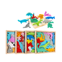 Jeu de puzzle éducatif en bois Montessori sur le thème des animaux, jeu d'empilage amusant