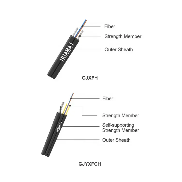 סיבים אופטי 1 CORE 1km 2km 3km דיקט תוף FTTH DROP כבל יחיד מצב מקורה סיבים אופטי כבל