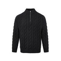 Pull d'hiver pour homme à demi-zip, coupe ample, toucher premium, design rétro en maille torsadée, tricoté en laine épaisse, polyvalent