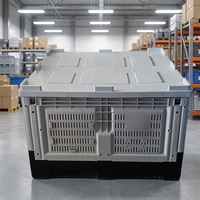 Caisse palette industrielle pliable en PEHD robuste 1200x1000mm, empilable et durable avec couvercles