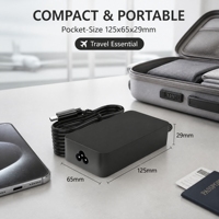 Adaptateur de charge rapide PD pour ordinateur de bureau avec prise EU, chargeur rapide USB-C 100W avec câble rétractable intégré, protection OTP pour ordinateur portable