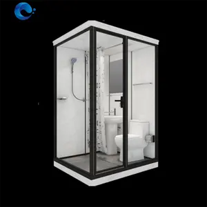 MESA Wholesale All In 1 Prefab Bathroom Unit Include Shower Door With Black Frame
