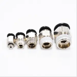 PC Series Pneumatic One Touch Air Hose Tube Connector Male Straight Brass Quick Fitting With PT NPT BSP Thread