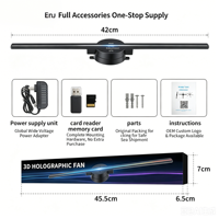 Ventilateur holographique 3D portable INM-42-45 45 cm, affichage holographique LED 3D à œil nu, télécommande, utilisation en extérieur, projecteur publicitaire