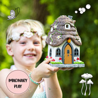 Poly résine fée jardin maisons à vendre fée jardin statue maison figurine arbre maison avec LED énergie solaire