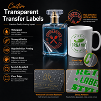 Étiquettes de transfert transparentes personnalisées, autocollants en film transparent imperméables pour verre, plastique, métal, céramique, OEM, ODM