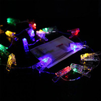 Guirlande lumineuse à piles 20 LED RGB de 3 m avec pinces photo pour Noël, chambre, maison, fête, festival, décoration de mariage