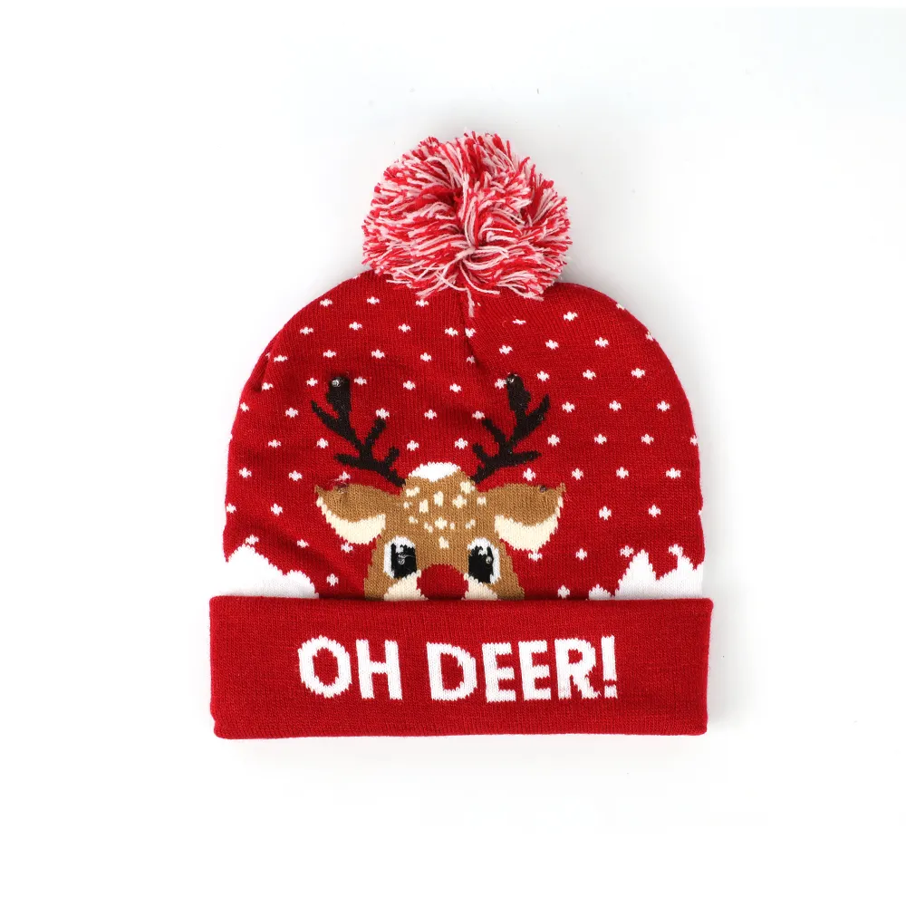 מכירה לוהטת חורף הגנת חם יוקרה אדום חג המולד ילדים כפת כובע כובע, רקמת אקארד לסרוג כפה