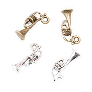 Ciondolo a tromba curva in lega di zinco, accessorio a forma di strumento musicale per braccialetti da banda musicale - Product Image 5