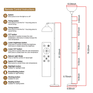 Lampe de sol LED réglable à 360° avec télécommande tactile, ampoule remplaçable, CRI 90 élevé, design moderne, base en métal robuste, bureau, intensité variable - Product Image 5