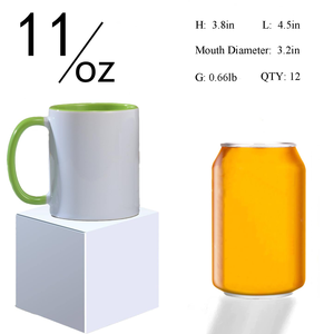 Vente en gros de mugs à café et à thé en céramique de 11 oz, vierges, personnalisables avec logo, pour sublimation par transfert thermique, avec intérieur coloré et poignée colorée - Product Image 2