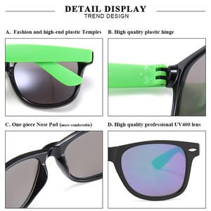 Gafas de Sol Clásicas Ovaladas con Montura Negra y Patillas Verdes, Protección UV400, Unisex, para Viajes, Pesca y Conducción - Product Image 3