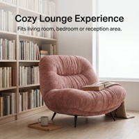 Fauteuil d'appoint moderne en tissu nuage, fauteuil de détente individuel doux, chaise longue à pieds en métal noir pour salon, villa, hôtel