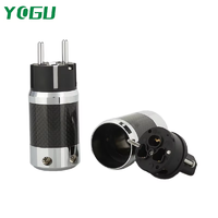 Prise d'alimentation HiFi standard européenne YOGU en fibre de carbone plaquée rhodium pour câble d'alimentation d'amplificateur audio