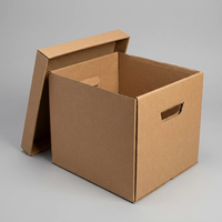 Boîte d'archives pliable en carton ondulé simple paroi pour la maison, avec couvercle, robuste, pour le rangement et l'emballage en gros