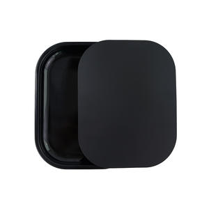 RTS Smoke Shop Vente en gros Plateau à roulettes en métal noir de couleur unie avec couvercle 18x14cm Kit d'accessoires à rouler pour fumeurs - Product Image 3