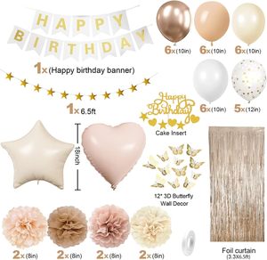 Kits de Décorations Joyeux <span class=keywords><strong>Anniversaire</strong></span> Or <span class=keywords><strong>Beige</strong></span> Automne Bohème avec Ballons en Aluminium et Bannière d'<span class=keywords><strong>Anniversaire</strong></span> - Product Image 2