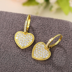Orecchini Pendenti a Cuore con Zirconi Scintillanti per Donne, Stile Principessa Elegante, Gioielli alla Moda - Product Image 6