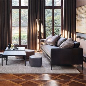 Design minimalista <span class=keywords><strong>italiano</strong></span> divano a 3 posti moderno in vera pelle con morbidi cuscini in spugna <span class=keywords><strong>e</strong></span> gambe in metallo per soggiorno - Product Image 4