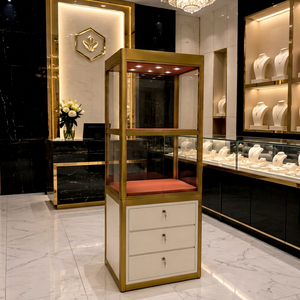 Luxury Rectangular Glass Jewelry Display Case Lighting <b>Key</b> Lock Drawers Retail Necklace Bracelet <b>Ring</b> Presentation Sample Making - Product Image 1