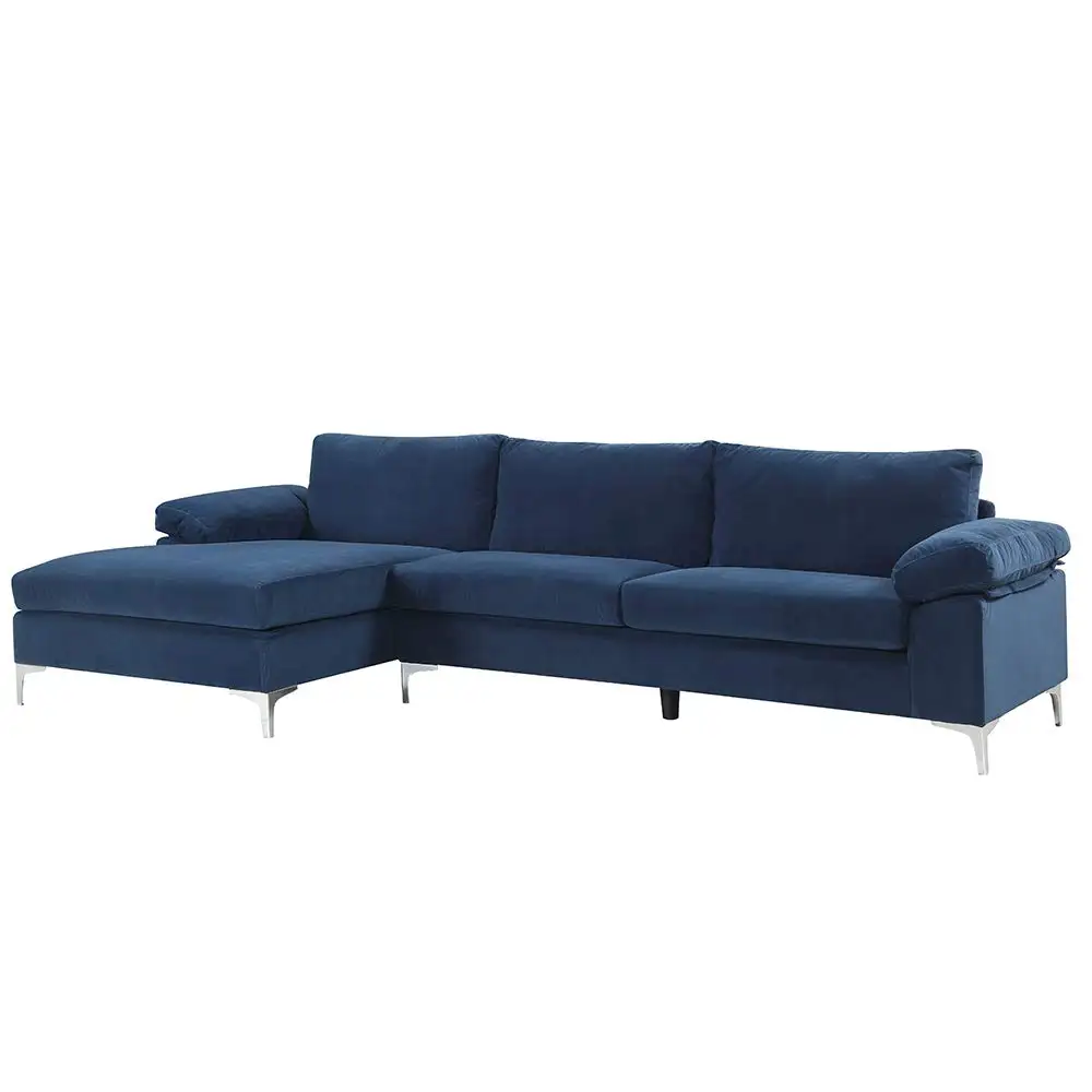 Итальянский роскошный набор диванов Королевского синего цвета Простой L-образный секционный набор диванов для гостиной