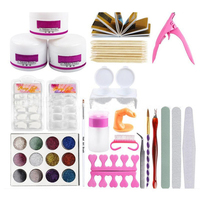 Kit de poudre à tremper à séchage rapide pour débutants, pointes à ongles, forme, pratique des cuticules, lime à doigts, poudre acrylique liquide, ensemble de nail art français