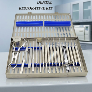 Kit de Restauración Dental de 14 Piezas, Instrumentos de Acero Inoxidable, Herramientas Manuales con Certificación CE, Empuñadura Moleteada Plateada, Clase I - Product Image 2