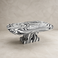 Table basse moderne de luxe en faux marbre zèbre, finition mate, en marbre artificiel à âme en pierre, pour salon et mobilier de maison