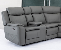 Canapé d'angle en cuir VANBOW moderne 7 places, canapé d'angle inclinable avec console centrale et porte-gobelets pour home cinéma
