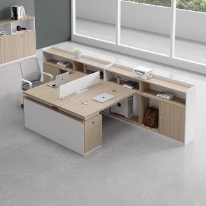 โต๊ะทำงานคู่แบบทันสมัยเรียบง่ายน้ำหนักเบา0.1กก. แผงไม้โต๊ะพนักงานเก้าอี้รวมคนหันหน้าไปทาง - Product Image 1