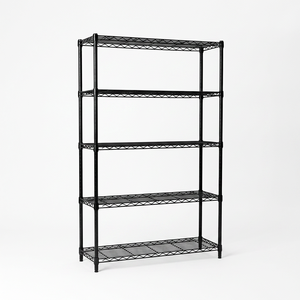 Estantería Clásica de 5 Niveles de Alambre de Acero, 30 Pulgadas de Ancho x 14 Pulgadas de Profundidad, Acabado Cromado Negro, Superficie Pintada, Unidad de Almacenamiento Industrial Resistente a la Corrosión - Product Image 1