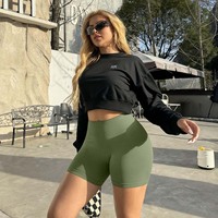 Pantalones Cortos Deportivos de Compresión de Cintura Alta para Yoga y Entrenamiento, con Efecto Scrunch y Levantamiento de Glúteos, Sin Costuras, de Venta Caliente