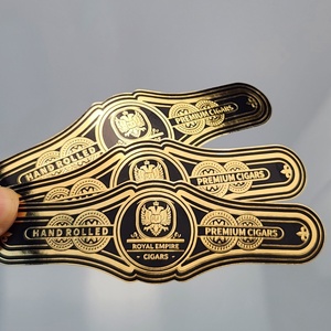 Custom Gold Foil <b>Sticker</b> for Backwoods Cigars UV Printing Embossed <b>Logo</b> Band Labels Packaging Embossed Cigar Rings - Product Image 3